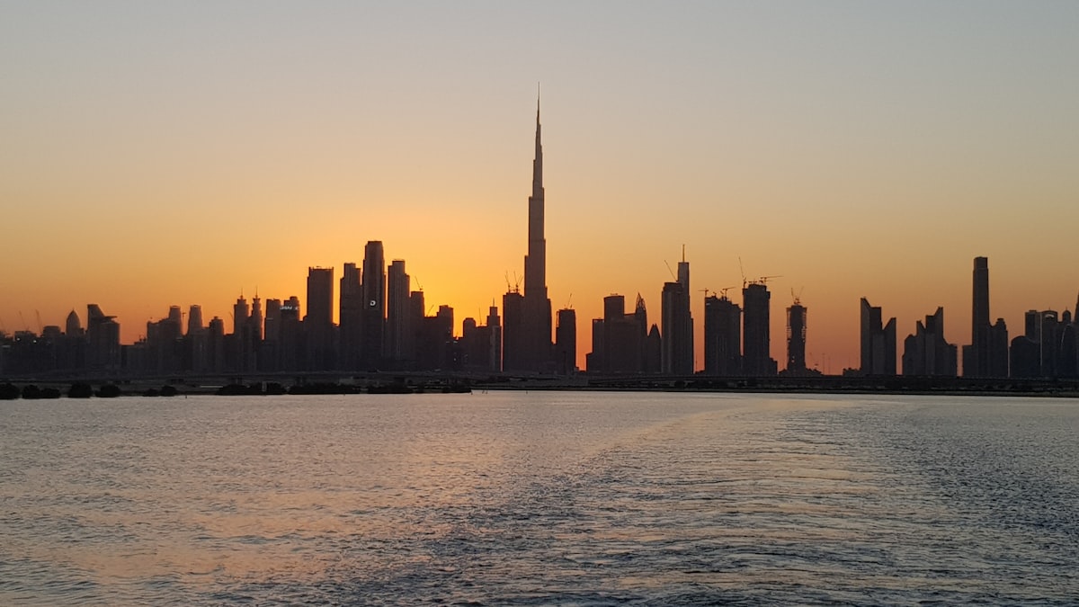 Dubai skyline at sunset