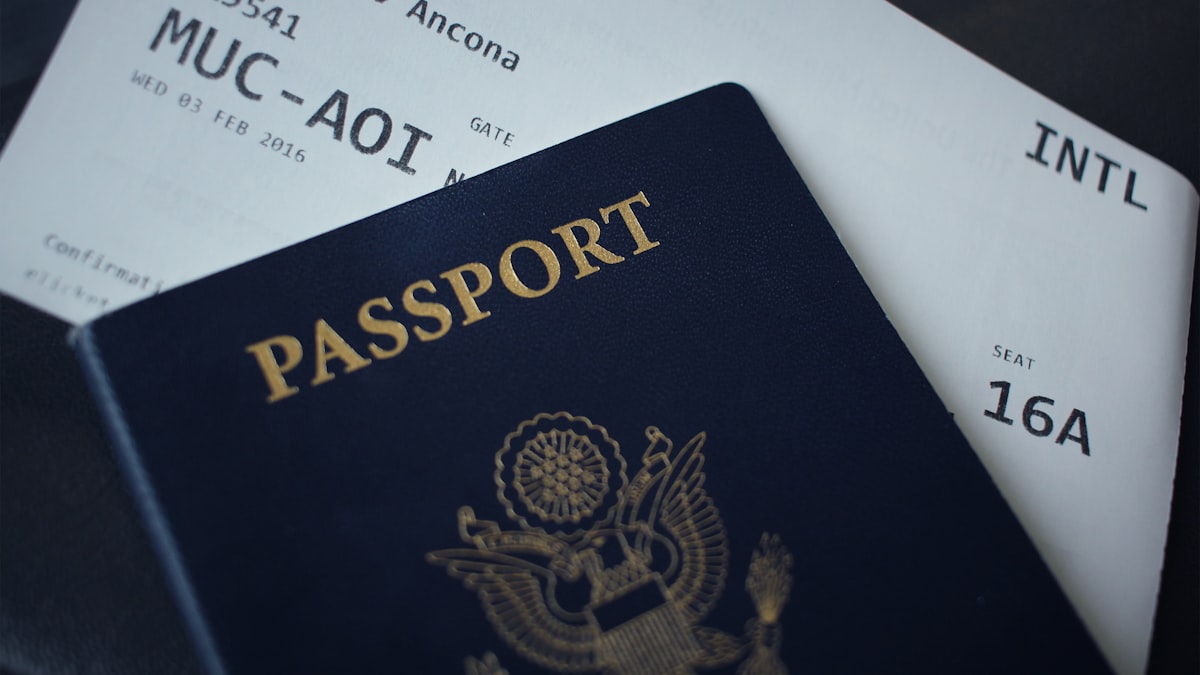 Passport and boarding pass for international travel